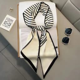 Fashion Bevel Print Hair Ribbon Silk Scarf Women Neck Tie Bag Scarfs Satin Silk Skinny Headscarves Ladies Headband Foulard Gift