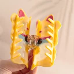 1 piece personalised Chinese gold yellow Lucky fortune Cat hair claw clip