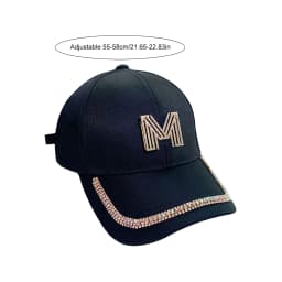 Female Baseball Cap Letter M&d Rhinestones Korean Version Of Female Leisure Hat Outdoor Sports Motorcycle Cap Street Wind Visor