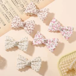 2/6pcs Sweet Flower Print Hair Bow Clips for Baby Girls Lace Side Pastoral Cotton Hairpin Barrettes Headwear Hair Accessories