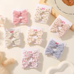 2/6pcs Sweet Flower Print Hair Bow Clips for Baby Girls Lace Side Pastoral Cotton Hairpin Barrettes Headwear Hair Accessories