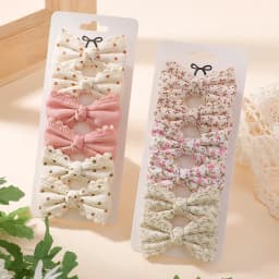 2/6pcs Sweet Flower Print Hair Bow Clips for Baby Girls Lace Side Pastoral Cotton Hairpin Barrettes Headwear Hair Accessories