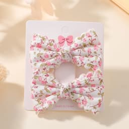 2/6pcs Sweet Flower Print Hair Bow Clips for Baby Girls Lace Side Pastoral Cotton Hairpin Barrettes Headwear Hair Accessories