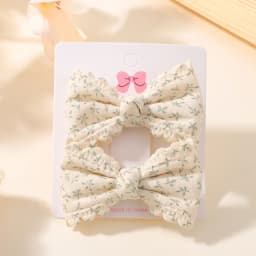 2/6pcs Sweet Flower Print Hair Bow Clips for Baby Girls Lace Side Pastoral Cotton Hairpin Barrettes Headwear Hair Accessories