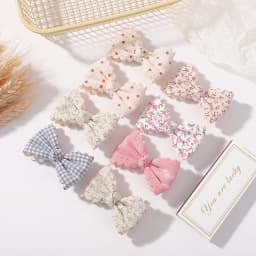2/6pcs Sweet Flower Print Hair Bow Clips for Baby Girls Lace Side Pastoral Cotton Hairpin Barrettes Headwear Hair Accessories