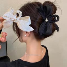 Mesh Bow Hair Clip for Woman Elegant Temperament Large Shark Clip Fashion Girl Ponytail Hair Clamp