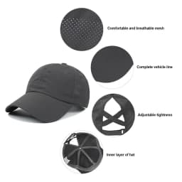Women Men Baseball Caps Summer Solid Color Golf Wear Sport Leisure Cross Ponytail Hat Mesh Quick-Drying Half-Hollow Peaked Cap
