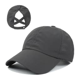 Women Men Baseball Caps Summer Solid Color Golf Wear Sport Leisure Cross Ponytail Hat Mesh Quick-Drying Half-Hollow Peaked Cap