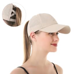 Women Men Baseball Caps Summer Solid Color Golf Wear Sport Leisure Cross Ponytail Hat Mesh Quick-Drying Half-Hollow Peaked Cap