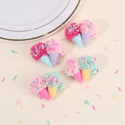 2Pcs Ice Cream Cone Hair Clips Sweet Pink Simulated Ice Cream Hairpins For Baby Girls Children Cute Headdress Hair Accessories