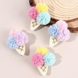 2Pcs Ice Cream Cone Hair Clips Sweet Pink Simulated Ice Cream Hairpins For Baby Girls Children Cute Headdress Hair Accessories
