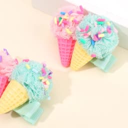 2Pcs Ice Cream Cone Hair Clips Sweet Pink Simulated Ice Cream Hairpins For Baby Girls Children Cute Headdress Hair Accessories