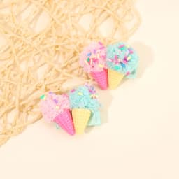 2Pcs Ice Cream Cone Hair Clips Sweet Pink Simulated Ice Cream Hairpins For Baby Girls Children Cute Headdress Hair Accessories