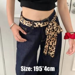 Retro Leopard Print Scarf For Women Narrow Long Hair Tied Fashion Neckerchief Women Belt Scarf Accessories