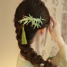 National Style Bamboo Leaf Tassel Hair Clip Womens Curly Hair Side Clip Hair Accessory