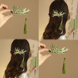 National Style Bamboo Leaf Tassel Hair Clip Womens Curly Hair Side Clip Hair Accessory