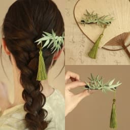 National Style Bamboo Leaf Tassel Hair Clip Womens Curly Hair Side Clip Hair Accessory