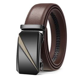 3.5cm Width High Quality Genuine Leather Men's Business Belt Metal Automatic Buckle Ratchet Black Brown