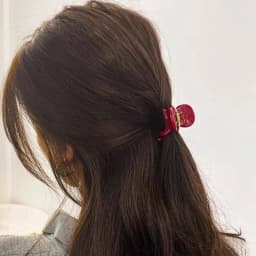 1pc New 4mm Thick Korean Ins High Ponytail Medium Grip Clip with Chinese Red France Gold Label Octopus Premium Hair Clip