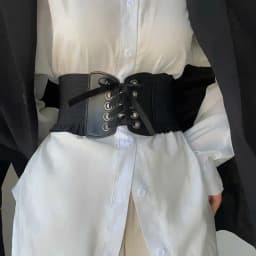 1pcs Women's Wide Black Belt with Buckle and Straps, a Versatile Fashionable Ins-style Waist Belt Suitable for Daily Wear, Can W