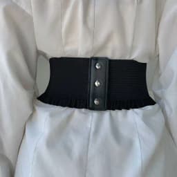 1pcs Women's Wide Black Belt with Buckle and Straps, a Versatile Fashionable Ins-style Waist Belt Suitable for Daily Wear, Can W