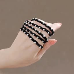5PC Khaki Colorful Pearl Hair Ties for Women Elastic Simple Elegant High-End Feeling Hair Ties For Women