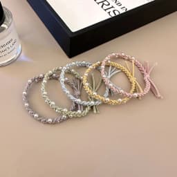 5PC Khaki Colorful Pearl Hair Ties for Women Elastic Simple Elegant High-End Feeling Hair Ties For Women