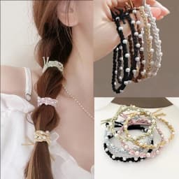 5PC Khaki Colorful Pearl Hair Ties for Women Elastic Simple Elegant High-End Feeling Hair Ties For Women