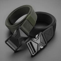 2PC Men Belt Army Outdoor Hunting Tactical Outdoor Mountaineering Multifunctional Tactical Nylon Canvas Woven Trouser Belt
