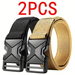 2PC Men Belt Army Outdoor Hunting Tactical Outdoor Mountaineering Multifunctional Tactical Nylon Canvas Woven Trouser Belt