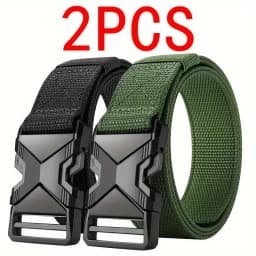 2PC Men Belt Army Outdoor Hunting Tactical Outdoor Mountaineering Multifunctional Tactical Nylon Canvas Woven Trouser Belt