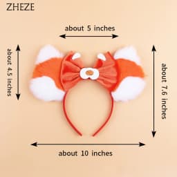 Chic Design Plush Mouse Ears Headband For Girls Turning Red Character Hairband 5" Velvet Bow Party Cosplay Hair Accessories