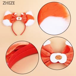 Chic Design Plush Mouse Ears Headband For Girls Turning Red Character Hairband 5" Velvet Bow Party Cosplay Hair Accessories