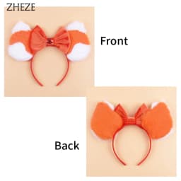 Chic Design Plush Mouse Ears Headband For Girls Turning Red Character Hairband 5" Velvet Bow Party Cosplay Hair Accessories