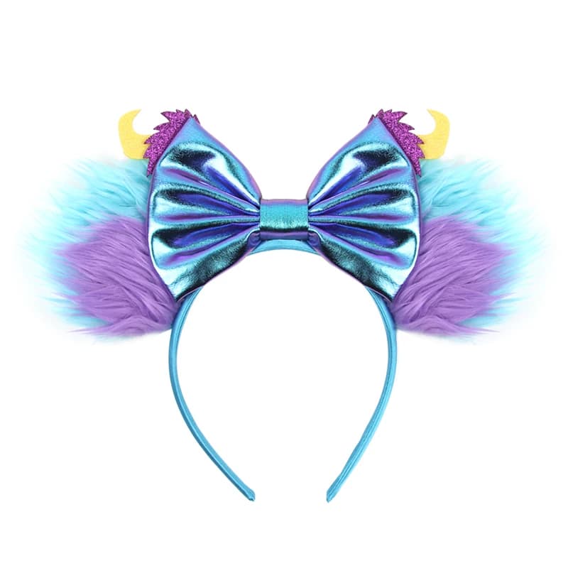 Chic Design Plush Mouse Ears Headband For Girls Turning Red Character Hairband 5" Velvet Bow Party Cosplay Hair Accessories