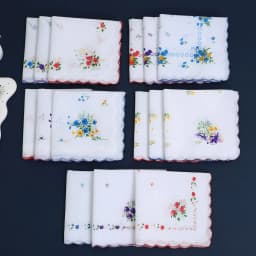 6 Pack of Women's Classic Tooth Edge Handkerchiefs, Cotton Flower Handkerchiefs, Sweat-Wiping Flap Pocket Pants Towels, Placemats, Wedding Supplies