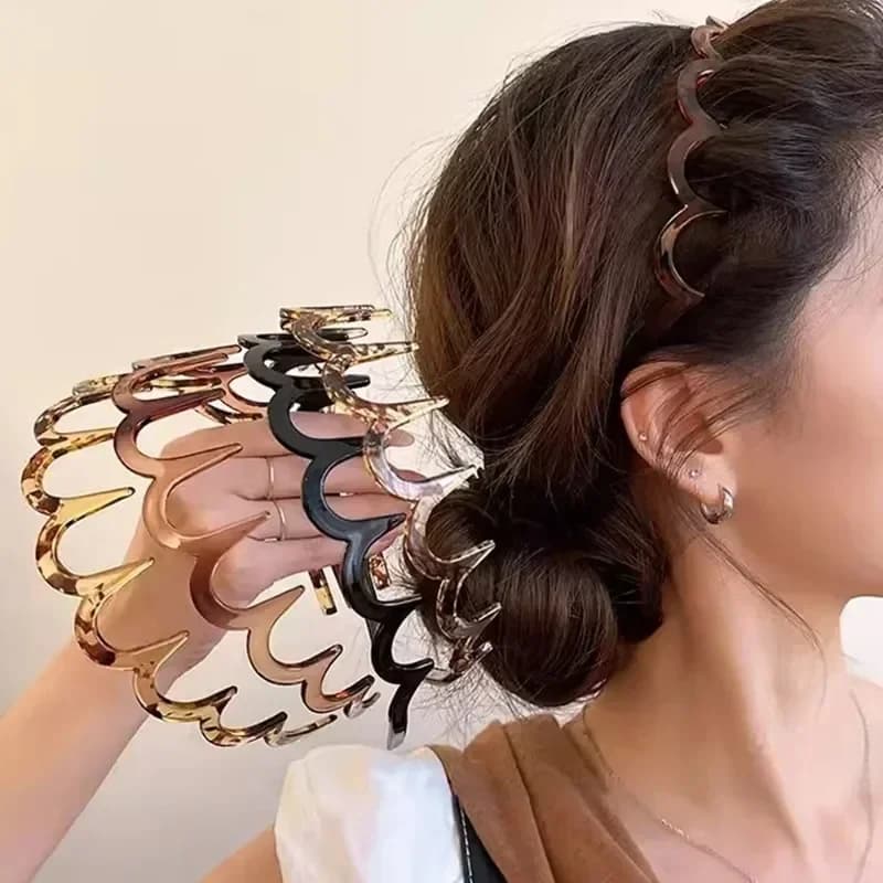 Korean Women Hair Comb Non-Slip Headband Plastic U Shape Hairs Hoops Fixed Teeth Fluffy Top Hair Bands Headwear Hair Accessories