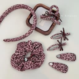 Sexy Pink Leopard Print Headband Hairclips Scrunchies High Quality Pink Purple PU Leather Leopard Hair Ties Barrettes Hair Claws