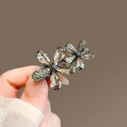 High-end Crystal Rhinestone Flower Hairpin Temperament Women Side Bangs Duckbill Word Clip Exquisite Alloy Hair Accessories
