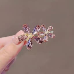 High-end Crystal Rhinestone Flower Hairpin Temperament Women Side Bangs Duckbill Word Clip Exquisite Alloy Hair Accessories