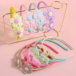 4/8pcs Flower Headbands for Girls Kids Girls Plastic Satin Hairbands Cute Flower Headband Children Hair Aceessories