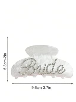 1pc Bride Hair Clip White Acrylic With Rhinestone Bride For Bacheloreet Wedding Bride Party