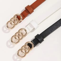 1pcs set Triple Rings Buckle Belt Classic PU Leather Thin Belt Casual Pin Buckle Waist Bands For Pants Jeans Dress