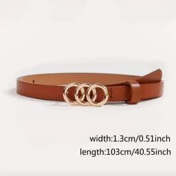1pcs set Triple Rings Buckle Belt Classic PU Leather Thin Belt Casual Pin Buckle Waist Bands For Pants Jeans Dress