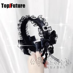 Subculture Y2K Girl Women's Harajuku Steampunk Gothic Lolita Punk Lace Diamond Bow Lace Ruffle Headband Hair Bands Barrettes