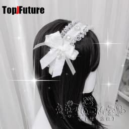 Subculture Y2K Girl Women's Harajuku Steampunk Gothic Lolita Punk Lace Diamond Bow Lace Ruffle Headband Hair Bands Barrettes
