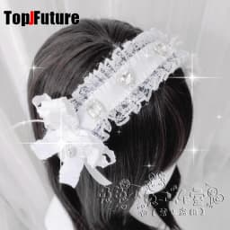 Subculture Y2K Girl Women's Harajuku Steampunk Gothic Lolita Punk Lace Diamond Bow Lace Ruffle Headband Hair Bands Barrettes