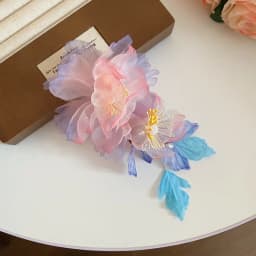 Yellow Fabric Flower Hairpins for Women Glass Beads Petal Tassel Spring Clips Sweet Romantic Hairgrips Holiday Hair Accessories