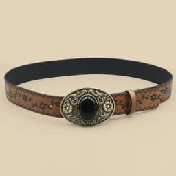 Retro Court Style Black Turquoise Inlaid Women's Belt, Western Denim Style, Niche Women's Belt, Carved Black Gemstone Belt