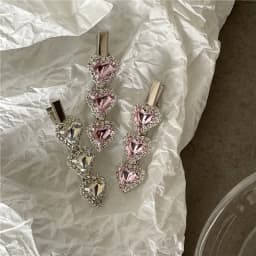 Temperament light luxury love rhinestone hairpin edge clip fashion personality crooked peach heart duck bill clip bangs clip new